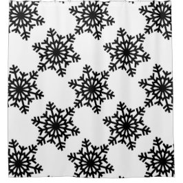 Zwarte sneeuwvlokken douchegordijn