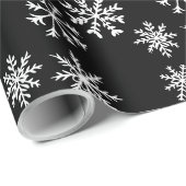 Zwarte sneeuwvlokken illustratie kerstpatroon cadeaupapier (Rol Hoek)