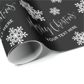 Zwarte sneeuwvlokken Merry-kerstscript, aangepast Cadeaupapier (Rol Hoek)