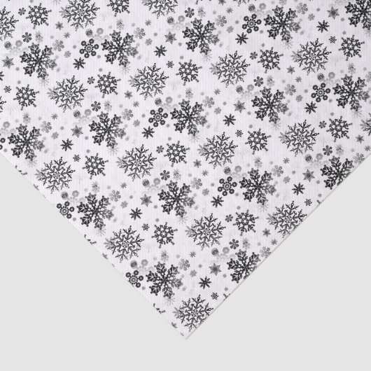 zwarte sneeuwvlokken op witpapier tissuepapier (Detail)