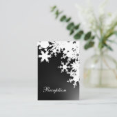 Zwarte sneeuwvlokken winterbruiloft informatiekaartje (Staand voorkant)