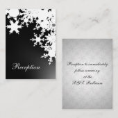 Zwarte sneeuwvlokken winterbruiloft informatiekaartje (Voorkant / Achterkant)