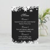 Zwarte sneeuwvlokken winterbruiloft kaart (Staand voorkant)