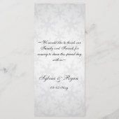 Zwarte sneeuwvlokken winterbruiloft menu (Achterkant)