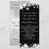 Zwarte sneeuwvlokken winterbruiloft programmakaart (Voorkant / Achterkant)