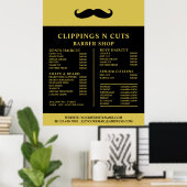 Zwarte Snor, Herenkappers Prijslijst Poster (Thuiskantoor)