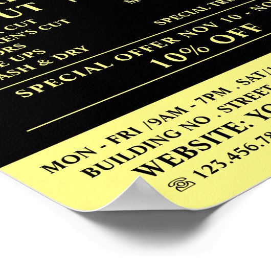 Zwarte Snor, Herenkappers Reclame Poster (Hoek)