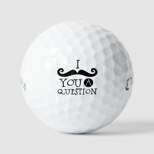 Zwarte snor Humor Golfballen (Voorkant)