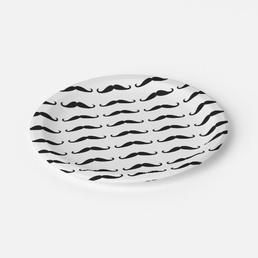 Zwarte snor papieren bordje (Gekanteld)