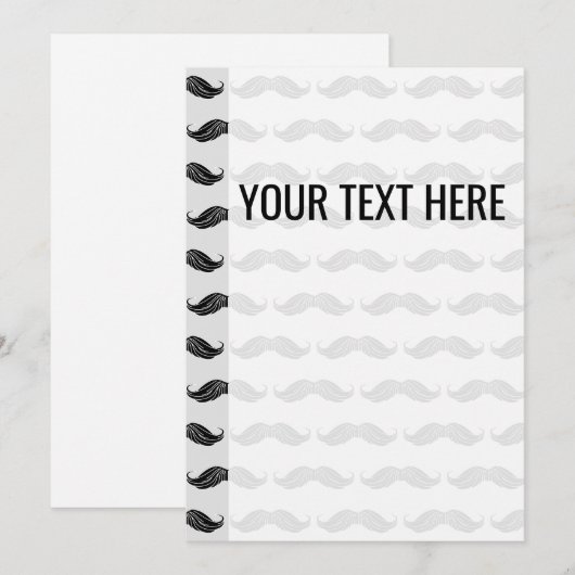 Zwarte snor tekening patroon aankondiging (Voorkant / Achterkant)