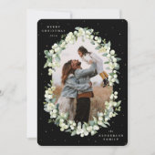 Zwarte Snowberry+Eucalyptus kerstfoto Feestdagenkaart (Voorkant)