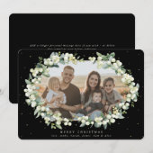 Zwarte Snowberry + Eucalyptus kerstfoto Feestdagenkaart (Voorkant / Achterkant)