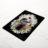 Zwarte Snowberry+Eucalyptus kerstfoto Folie Feestdagenkaart (Gedraaid)