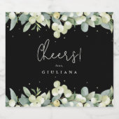 Zwarte Snowberry+Eucalyptus Winter Bachelorette Bier Etiket (Enkel label)