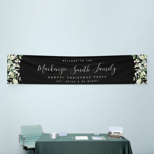 Zwarte Snowberry+Eucalyptusfeestdag Spandoek (Beurs)