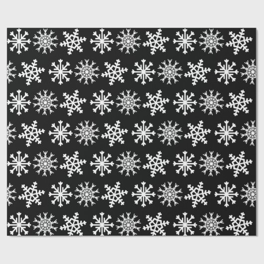 Zwarte Snowflake Pattern Vakantieduis Wrapping Pap Cadeaupapier (Vlak)