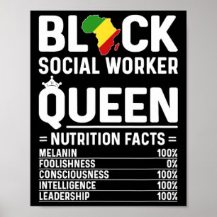 Zwarte Sociaal Werkster Koningin Afro-Amerikaanse Poster