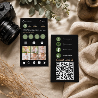 Zwarte sociale media Instagram QR-code fotograaf Visitekaartje