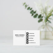 Zwarte sociale mediasymbolen op witte achtergrond visitekaartje (Staand voorkant)