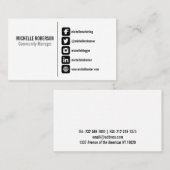 Zwarte sociale mediasymbolen op witte achtergrond visitekaartje (Voorkant / Achterkant)