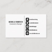 Zwarte sociale mediasymbolen op witte achtergrond visitekaartje (Voorkant)