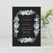 Zwarte Sofisticated Midnight Bruiloft Kaart (Staand voorkant)