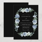 Zwarte Sofisticated Midnight Bruiloft Kaart (Voorkant / Achterkant)