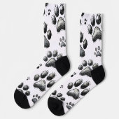 Zwarte sokken met kattenpootafdrukpatroon (Links)