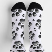 Zwarte sokken met kattenpootafdrukpatroon (Top)