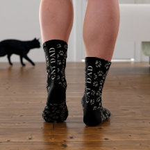 Zwarte sokken met kattenpootafdrukpatroon voor kat