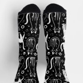 Zwarte Sokken met White Cat Pattern Chic (Top)