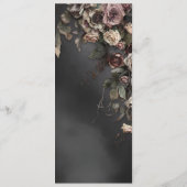 Zwarte sombere gotische bloemen & nevelige trouwda menu (Achterkant)