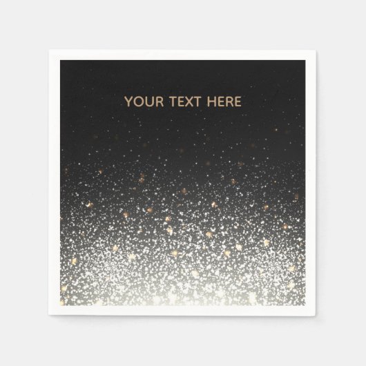 Zwarte Sparkle Papieren servetten (Voorkant)