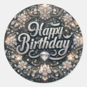 Zwarte Sparkle Verjaardag sticker (Voorkant)