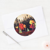 Zwarte sparren en paarse, mooie kunst, ronde sticker (Envelop)