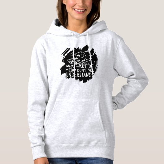 Zwarte Spat Fun Cat Citaat Hoodie (Voorkant)