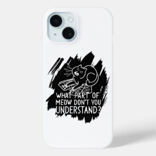 Zwarte Spat Fun Cat Quote iPhone 15 Case