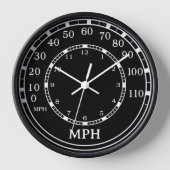 Zwarte Speedometer Monogram Figuraties Klok (Voorkant)