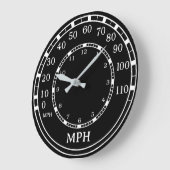 Zwarte Speedometer Monogram Figuraties Klok (Hoek)