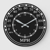 Zwarte Speedometer Monogram Figuraties Klok (Voorkant)
