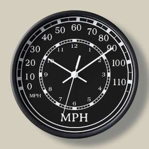 Zwarte Speedometer Monogram Figuraties Klok