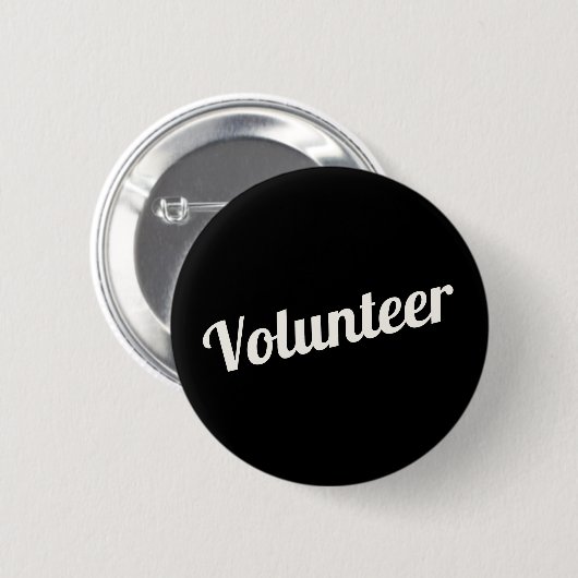 Zwarte Speld-knop voor vrijwilligers Ronde Button 5,7 Cm (Voorkant /achterkant)