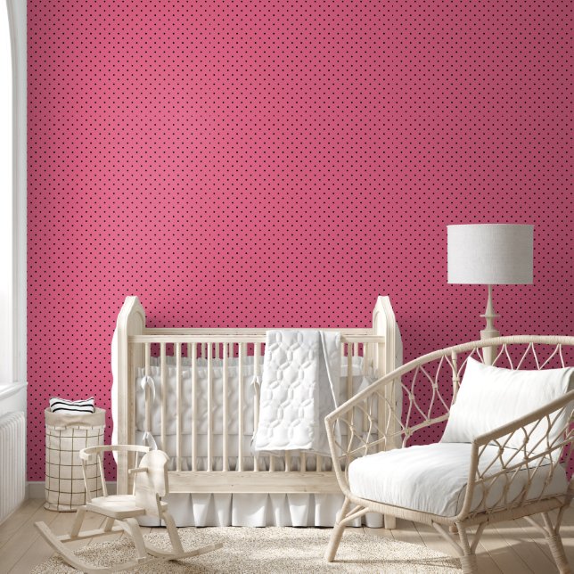Zwarte speldenprikken op roze behang (Kinderen)