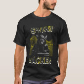 Zwarte Sphynx Cat Hacker Mannen T-shirt (Voorkant)