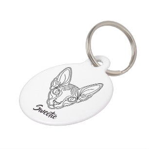 Zwarte Sphynx Kat Gezicht Illustratie Aangepaste N Huisdierpenning