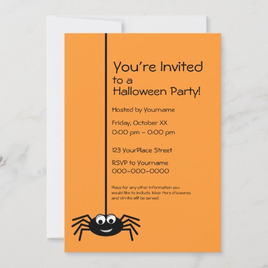Zwarte Spider Halloween Feest Kaart (Voorkant)