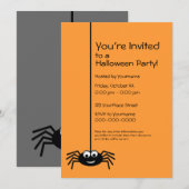 Zwarte Spider Halloween Feest Kaart (Voorkant / Achterkant)