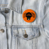 Zwarte Spider Halloween Knop Ronde Button 5,7 Cm (In situ)
