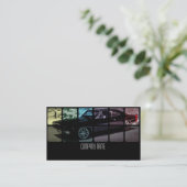 Zwarte spierwagen in verschillende kleuren visitekaartje (Staand voorkant)