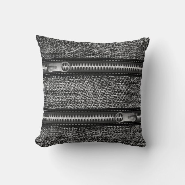 Zwarte spijkerbroek en ritssluiting kussen (Voorkant)